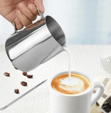 400ml Stainless Steel Spring Milk Frother Latte Foamer Milk Foam Machine  with Handle and Cover for Coffee Cappuccino Home