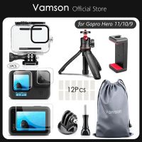 ฟิล์มกันรอยกันกระแทกเคสกระเป๋ากล้องกันน้ำขาตั้งแบบสามขา Vamson สำหรับ Go Pro 10 9กล้องเซลฟี่สำหรับ Gopro Hero 10 9 Black Essories