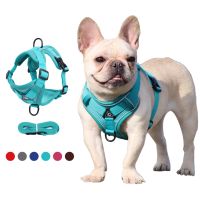 【FCL】✸❄✙ No Pull Dog Harness and Leash Set Adjustable Small Dogs Cats Reflective Mesh Chest French Bulldog