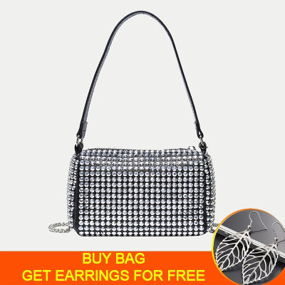 Fashion Luxury Shoulder Bags for Women Shine Rhinestone Leather Messenger Bag Female Small Crossbody Phone Purse Handbag