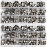 ✜◊ 45/80/130/140pcs Single Ear Stepless Hose Clamps 5.8-23.5mm 304 Stainless Steel Hose Clamps Cinch Clamp Rings for Sealing Kinds