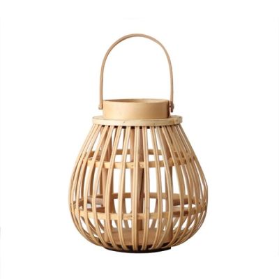 Hanging Lantern Bamboo Woven Candlestick Decorative Candleholder Garden Decor Natural Hollow Handle Candle Holders