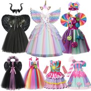 Unicorn Candy Christmas Dress Deluxe Girls Fancy Christening Glam Gownprom