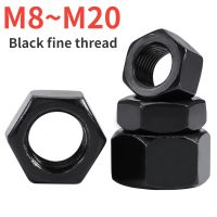 ☾◊☢ Fine Thread Hex Hexagon Nut M8x1 M10x1 M10x1.25 M12x1 M12x1.25 M12x1.5 M14x1.5 M16x1.5 M18x1.5 M20x1.5 Black Carbon Steel Nuts