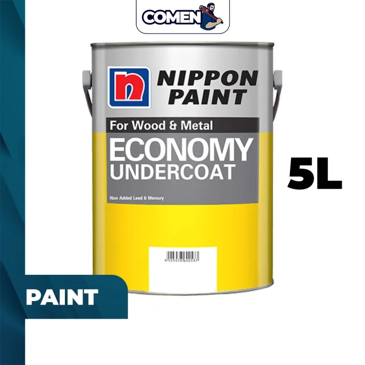 NIPPON PAINT Economy Undercoat 5 Liter (White) Oil Based Wood & Metal Undercoat Paint Cat Minyak