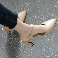 heel ♬36-42 รองเท้าส้นสูงผู้หญิง รองเท้าส้นเข็ม PUเครื่องหนัง ส้นสูงแฟชั่น ส้นสูงไซส์ใหญ่ 2 นิ้ว♤