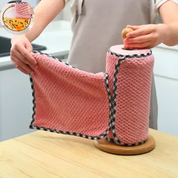 1/3/5 PCS Kitchen Coral Velvet Dish Towel Rag Non-stick Oil Double-layer  Printing Dish Cloth