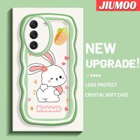 JIUMOO เคสปลอกสำหรับ Samsung S22บวก S22พิเศษ5G เคสลายการ์ตูนกระต่ายแสนซนดีไซน์ใหม่สร้างสรรค์เคสโปร่งใสลายกล้องถ่ายรูปซิลิกาเจลฝาครอบป้องกัน Colour เวฟชายแดนกันกระแทกแบบใสนิ่มเคสมือถือ