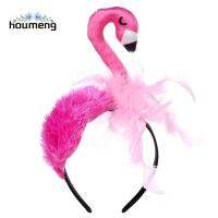 HOUMENG ขนนกสีขาว ที่คาดผมลายนกฟลามิงโกฮาโลวีน สีชมพูอมชมพู หูฟังสวมศีรษะ ที่คาดผมรูปสัตว์ บุคลิกภาพที่ดี อุปกรณ์ประกอบฉากการแสดงบนเวที ที่คาดผมคอสเพลย์ สำหรับผู้หญิง