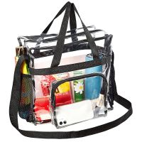 Large Capacity Clear Tote Bag with Handle and Adjustable Strap Durable PVC Shoulder Bag Waterproof Multifunctional Storage Bag