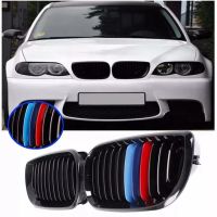 Car Glossy Black Front Hood Kidney Grill Mesh Sport Racing Grills for-BMW E46 4D 3 Series 2002-2004 4-Doors M-Color