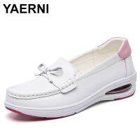 YAERNI Peas shoes 2021 new Korean flat non-slip nurse shoes casual shoes white shoes leather women shoes