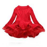 【Ladies shop】เสื้อผ้าเด็กปาร์ตี้ KidsTutu2022WinterKnittedDressesBirthday