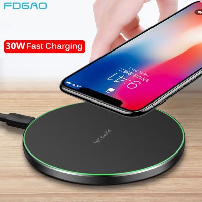 30W Wireless Charger For iPhone 14 13 12 11 Pro XS Max Mini Xr 8 Induction Fast Wireless Charging Pad For Samsung S22 S21 S20 Wall Chargers