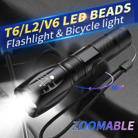 ไฟฉาย Led 8000LM อัลตร้าสดใสกันน้ำไฟฉาย T6L2V6 Z Oomable 5โหมด Tactiacl ไฟฉายสำหรับขี่จักรยานใช้18650แบตเตอรี่