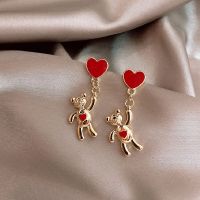 Red Heart Earrings Women