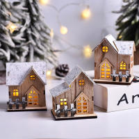 Christmas House Wooden Shining Castle Wooden Small House LED Cabin Christmas Decoration Cabin Christmas Decorations
