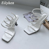 Eilyken 2022 New Arrival Fashion Gold Women Sandals Thin Low Heel Narrow Band Rome Sandal Summer Gladiator Casual Sandal Shoes