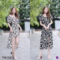 P13472 	เดรสลายดอกเดซี่ แขนตุ๊กตา กระโปรง 2 ชั้น Daisy dress, doll sleeves, double skirt