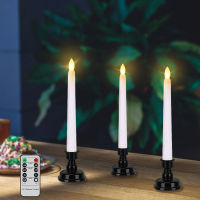 LED Candles Lights Flameless Flicker Remote Timer Cone Christmas Candle For Birthday Wedding Window Decoration With Candlestick