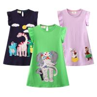 Girls Dresses Summer Short Sleeve Elephant Dinosaur Embroidery Baby Party Clothing Kids Costume Animal Frocks  by Hs2023