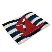 Creative Nautical Anchor Pattern Kitchen Placemat Coaster Cotton Linen Pad Dish Coffee Cup Table Mat Placemat Home Decor