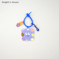 Knights House พวงกุญแจกระจกลายตารางหลายสีพวงกุญแจป้ายชื่อแบบทำมือสำหรับใส่กระเป๋าเดินทางป้ายใส่กระดาษอุปกรณ์เสริมพวงกุญแจ