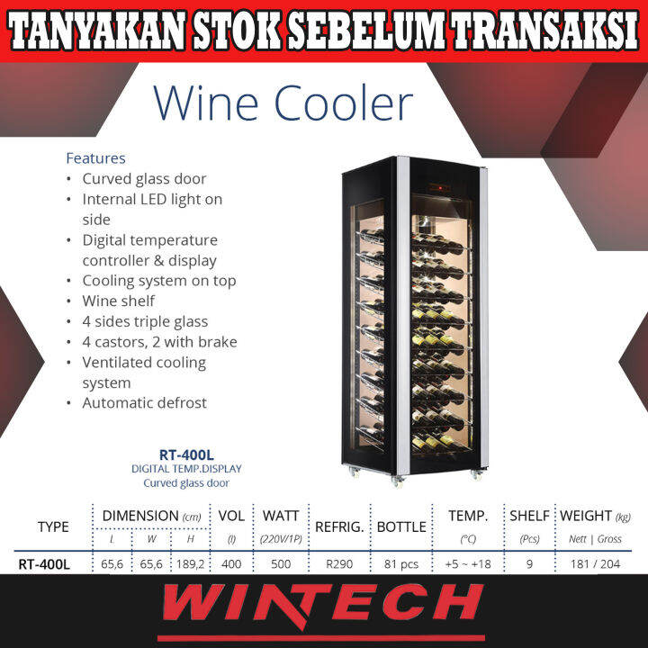 Gea RT400L Wine Cooler Showcase Memajang Wine Kapasitas 81 Botol