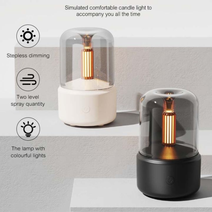 เครื่องเพิ่มความชื้นในไฟกลางคืนสร้างบรรยากาศในบ้าน-usb-กระจายอโรมาแสงเทียนจำลองขนาด120มล