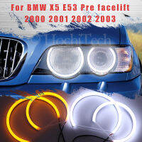 LED SMD ผ้าฝ้าย Switchback Angel Eye Halo แหวน DRL Kit สำหรับ BMW X5 E53 Pre Facelift 2000 2001 2002 2003