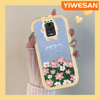 YIWESAN เคสสำหรับ Xiaomi Poco M2 Pro Redmi Note 9S Note 9S Pro Max พิมพ์น้ำมันเคสลายดอกไม้แบบผูกโบว์เคสนิ่มทนต่อการขัดถูเคสโทรศัพท์โปร่งใสฝาครอบป้องกันซิลิกาเจล TPU เลนส์กล้องถ่ายรูปกันตก