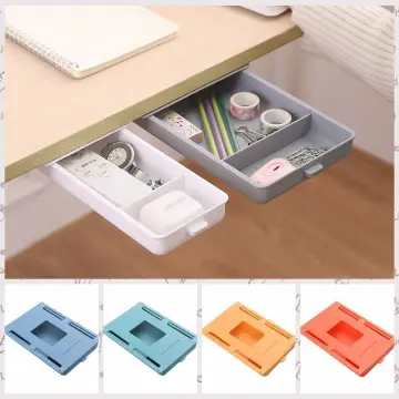 Under Desk Self Stick Tray Table Storage Drawer Organizer Box