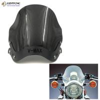 VMAX1300กระจกพลาสติก ABS กระจก Wind Shield ติดตั้ง W Mount cket สำหรับ Yamaha V-MAX 1200 1300 1985-2007