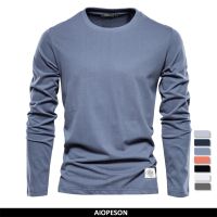 100% Cotton Long Sleeve T shirt For Men Solid Spring Casual Mens T-shirts High Quality Male Tops Classic Clothes Mens T-shirts