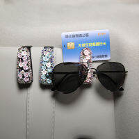 Portable Car Glasses Cases Crystal Rhinestone Sun Visor Glasses Sunglasses Folder Ticket Receipt Card Clip Auto Accessories