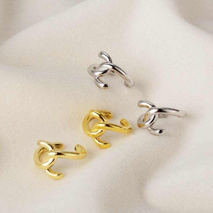 cod-e5029-korean-version-of-silver-knotted-ear-clip-female-ins-fashion-versatile-personality-winding-without-hole