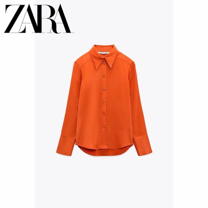 zara-ใหม่-เสื้อเชิ้ตแขนยาว-ผ้าเรยอน-สําหรับผู้หญิง