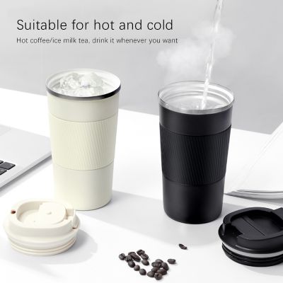 [HOT QIKXGSGHWHG 537] กาแฟถ้วยสูญญากาศสแตนเลสความร้อนแก้วชานมเบียร์น้ำเทอร์โมขวดที่มีกรณีลื่นเดินทางรั่วซึมกระติก