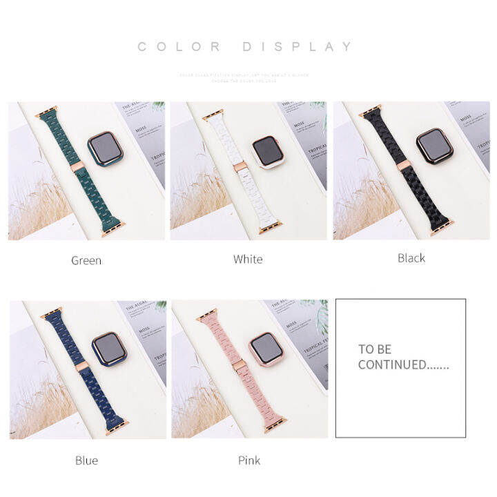 สายเรซิ่น-เคสสำหรับเข้ากันได้กับ-apple-watch-7-6-5-se-สายคล้องคอ-เคสแฟชั่นเอวเล็ก-pc-สีทึบสำหรับ-i-watch-band-45mm-41mm-สายเรซิ่นเทียม