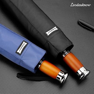 Leodauknow large diameter high-end solid wood handle 1.25m double-decker male and female business umbrella anti-UV