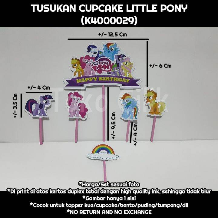 topper kertas tusuk little kuda poni cupcake kue bento tumpeng puding ...
