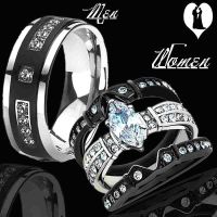 Elegant Men Women Titanium Steel Black Wedding Rings Couple Jewelry Engagement Lover Ring Valentine 39;s Day Anniversary Gift