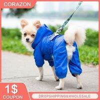 【LZ】 XS-XXL Pets Dog Clothes Hooded Raincoats Strip Dogs Rain Coat Waterproof Jackets Outdoor Breathable Clothes For Puppies