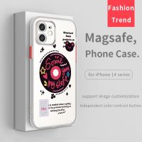 {Haojia เคสโทรศัพท์} เคสโทรศัพท์ดิสก์ Magsafe ภาษาอังกฤษสำหรับ iPhone 14 13 12 11 Pro Max Mini X XR 7 8 Plus XS SE กันแดดป้องกันปลอก