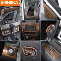 SHINEKA ABS สติ๊กเกอร์ติดขอบ Hiasan Interior ลายไม้สำหรับนิสสันพาโทรล Y62อุปกรณ์เสริมแต่งรถ2017ขึ้น