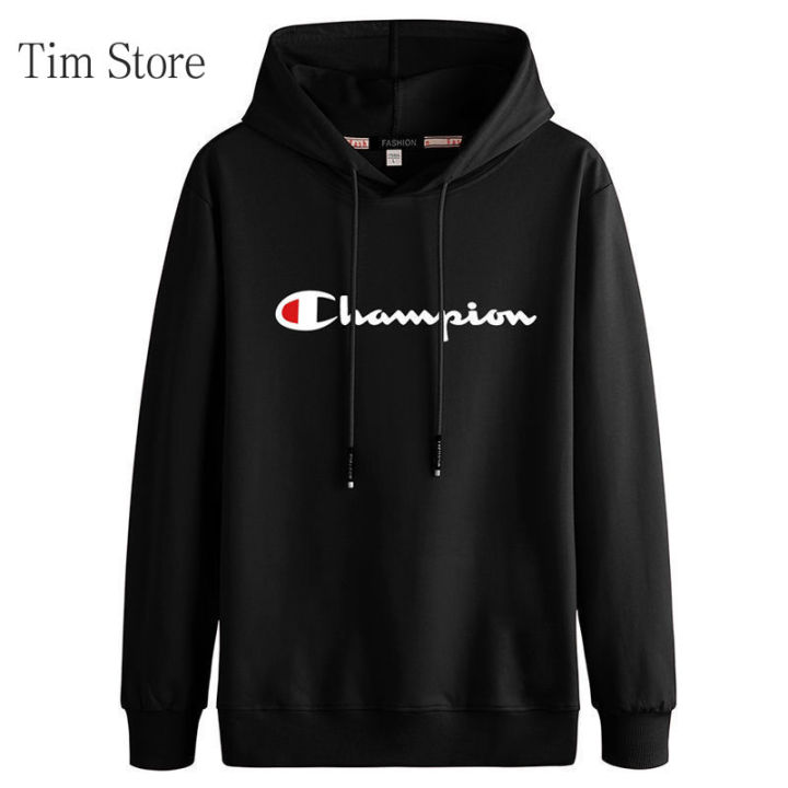 นำเข้าจากเกาหลี-เสื้อกันหนาว-champion-ฤดูใบไม้ร่วงใหม่เย็บปักถักร้อยแบรนด์แฟชั่นคู่รักเสื้อสวมหัวหลวมรอบคอมีฮู้ดแขนยาวด้านบน