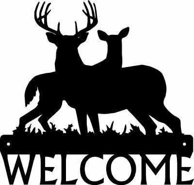 Deer Buck &amp; Doe Family #1 Welcome Sign - Size 12" x 11.6"