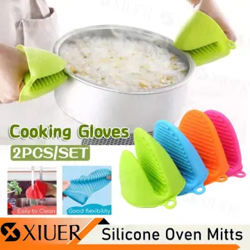 Silicone Oven Mitts, Pot Holder, Kitchen Cooking Finger Protector Pinch  Grips, Heat Resistant Glove (Pack of 2)