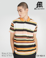 เสื้อโปโลแขนสั้นผู้ชายมีกระเป๋า Maximo Dente คอปก ลายริ้ว คลาสสิค สไตล์ยุโรป สำหรับผู้ใหญ่ รุ่น CV-82-3 เริ่มตั้งแต่Size S-8XL (jumbo)