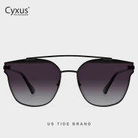 Cyxus Cateye Oversize Sunglasses for Women Mirrored Flat Lenses Street Fashion Shade Metal Frame Girls Eyewear BlackPink 1102